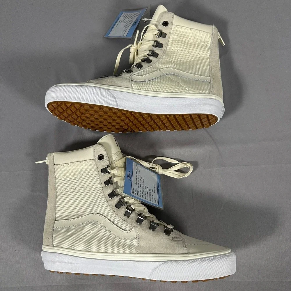Vans A Super SK8-Hi Zip MTE Womens 8.5 Mens 7 Marshmallow Rare Sample Sneakers